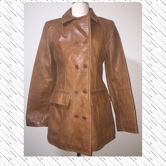 🇺🇸🇺🇸WOMENS BROWN LEATHER JACKET Sz M…💖Preloved💖